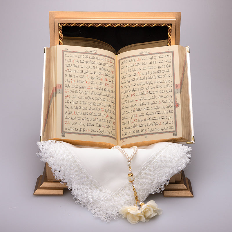 Ahşap Sandıklı Kur’an-ı Kerim Seti (Beyaz)
